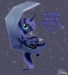  alicorn blue_hair crescent crescent_moon cute cutie_mark equine female feral friendship_is_magic green_eyes hair happy hasbro horn horse long_hair mammal moon mooncake my_little_pony night pegacorn plate pony princess_luna_(mlp) smile solar-slash solo stars tail winged_unicorn wings 