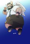  1boy artist_request beard chubby dragon_ball dragonball_z facial_hair fat fat_man glasses hat horns maguma_taishi_(magumani) male male_focus ox_king sky smile solo suspenders wings 