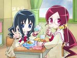  bad_id bad_pixiv_id blue_eyes blue_hair chair chitose_kiiro chopsticks desk eating glasses hanasaki_tsubomi heartcatch_precure! kurumi_erika lunchbox milk_carton multiple_girls myoudou_gakuen_middle_school_uniform obentou precure red_hair round_eyewear school_desk school_uniform sitting v viewfinder 