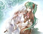  aku_no_musume_(vocaloid) bad_id bad_pixiv_id clarith evillious_nendaiki green_eyes green_hair hatsune_miku long_hair michaela_(evillious_nendaiki) multiple_girls noeru_(putty) ponytail shiro_no_musume_(vocaloid) silver_hair tears twintails very_long_hair vocaloid voyakiloid yowane_haku 