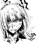  bow cigarette fujiwara_no_mokou glaring greyscale hair_bow hair_over_one_eye hetza_(hellshock) monochrome oekaki portrait smoking solo touhou 