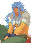  blue_eyes blue_hair cuffs handcuffs male male_focus muscle regal_bryan regal_bryant tales_of_(series) tales_of_symphonia 