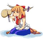  horns ibuki_suika kingumokemoke orange_hair saliva sitting solo touhou 