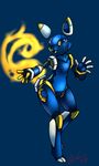  android blue canine cat cute esix feline female fire fox furry glow happy keishinkae mascot nude open_mouth pose rabbit raised_tail robot rodent smile squirrel tail yellow yellow_eyes 