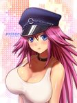  bad_id bad_pixiv_id blue_eyes blush breasts choker cleavage enomoto_hidehira final_fight hat large_breasts long_hair pink_hair poison_(final_fight) solo tank_top 