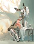  animal_ears blush_stickers boots bunny_ears dark_skin dress final_fantasy final_fantasy_xii fran high_heels jpeg_artifacts long_hair shoes sitting solo tan thigh_boots thighhighs very_long_hair viera xavier_houssin 