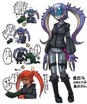  anthro blue blue_eyes ceanataur clothing crab crustacean exoskeleton eyestalk eyestalks female hair hairdresser human japanese_text male mammal marine monster_hunter nightmare_fuel orange_hair pincer ponytail red scissor tagane text the_horror translation_request unknown_artist video_games 