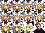  0_0 1boy 1girl ^_^ anger_vein bad_id bad_pixiv_id banned_artist blonde_hair blush bow closed_eyes draco_malfoy drooling expressions faceset harry_potter hat hat_bow heavy_breathing kirisame_marisa kisaragi_zwei mini-hakkero musical_note odd_one_out one_eye_closed open_mouth parody smile style_parody sweatdrop tears touhou witch_hat yellow_eyes 