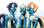  ambiguous_gender blue_hair clothing dark_blue_hair equine eyewear feral firestreak_(mlp) friendship_is_magic goggles gray_body grey_body grey_hair group hair horse john_joseco light_gray_hair male mammal my_little_pony orange orange_hair pegasus pony signature soarin soarin_(mlp) the_wonderbolts white_body wings wonderbolts_(mlp) 