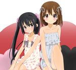  bad_id bad_pixiv_id black_hair brown_eyes brown_hair casual dress highres hirasawa_yui idolmaster k-on! long_hair multiple_girls nakano_azusa parody ryoutan short_hair twintails 