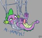  baby blush bondage bound cobalthusky dragon friendship_is_magic male my_little_pony penis pornography scalie solo spider_web spike spike_(mlp) young 