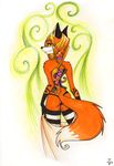  butt clothed clothing collar corset female foxinshadow hair looking_back skimpy solo yellow_eyes zero-sum 
