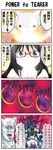  4koma akemi_homura black_hair comic crossover glasses highres kamen_rider kamen_rider_ooo kamen_rider_ooo_(series) kougami_kousei kyubey mahou_shoujo_madoka_magica orebelt purple_eyes putotyra_(ooo_combo) red-framed_eyewear red_eyes translated what 