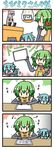  &gt;:) &gt;_&lt; 2girls 4koma :d ahoge censored chibi chibi_miku closed_eyes comic drawing elbow_gloves ferret fingerless_gloves fl-chan fl_studio gloves green_hair hatsune_miku minami_(colorful_palette) multiple_girls open_mouth pen scared shaded_face silent_comic smile sweatdrop trembling v-shaped_eyebrows vocaloid |_| 