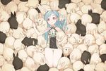  animal_ears blue_hair bunny bunny_ears elin_(tera) highres long_hair ricci solo_focus tera_online too_many too_many_bunnies 