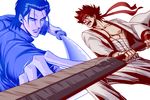  bad_id bad_pixiv_id gatotsu_stance katana kuroto0101 left-handed male_focus multiple_boys rurouni_kenshin sagara_sanosuke saitou_hajime_(rurouni_kenshin) sword weapon 