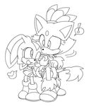 &hearts; &lt;3 baby-bling baby_bling black_and_white blaze_the_cat cat confused couple cream_the_rabbit dress eye_contact feline female hand_holding lagomorph looking_at_each_other mammal monochrome one_eye_closed ponytail rabbit sega shoes sonic_(series) tail wink 