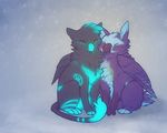  avian bird blue blue_background cute eyes_closed feral glowing gryphon merystic multi-colored_body plain_background purple wings 