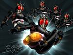  antennae belt compound_eyes cyborg highres kamen_rider kamen_rider_black kamen_rider_black_(series) kicking rider_kick sei_mon 