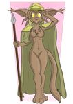  anthro breasts cape chest_tuft female fur helmet kloe looking_at_viewer madelyn_adelade madelyn_adelaide nude polearm salute smile solo spear standing tuft twokinds webcomic yellow_eyes 