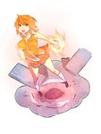  bad_deviantart_id bad_id fire floating from_above miniskirt my-hime naso4 open_mouth orange_eyes orange_hair orange_shirt school_uniform shirt skirt sleeveless sleeveless_shirt socks solo tokiha_mai white_legwear 