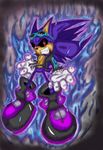  black_sclera eyewear fire gloves hedgehog ionic_zero leather_jacket male mammal multicolored_clothing purple purple_body red_eyes scourge_the_hedgehog sega shoes solo sonic_(series) sunglasses super_scourge 