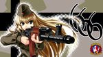  666 aiming assault_rifle blonde_hair blue_eyes east_german german gun hat highres irisdina_bernhard long_hair military military_uniform mizuki_(mizuki_ame) mpi-ks-74n muvluv rifle schwarzesmarken solo uniform weapon 