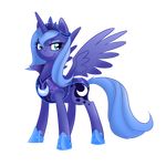  alicorn armor blue_body blue_hair crown cutie_mark equestria-prevails equine female feral friendship_is_magic hair hasbro horn horse long_hair mammal my_little_pony plain_background pony princess_luna_(mlp) smile solo tail transparent_background winged_unicorn wings 