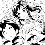  1girl aragaki_ayase cuffs dress greyscale handcuffs kousaka_kyousuke monochrome ore_no_imouto_ga_konna_ni_kawaii_wake_ga_nai petals watarai_keiji wedding wedding_dress 