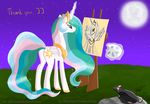  alicorn crown cutie_mark easel equine female feral friendship_is_magic hair hasbro horn horse long_hair magic mammal moon multi-colored_hair my_little_pony night painting palette pegacorn pony princess princess_celestia_(mlp) rat ratofdrawn rodent royalty stars tail winged_unicorn wings 