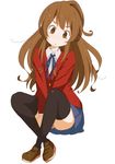  aisaka_taiga bad_id bad_pixiv_id brown_eyes brown_hair crossed_legs ichinose_(ktmnn) long_hair school_uniform sitting solo thighhighs toradora! 