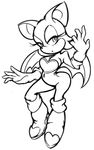  black_and_white boots breasts cleavage clothed clothing female gloves half-closed_eyes keijimatsu mammal monochrome navel rouge_the_bat sega solo sonic_(series) wings 
