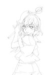  absurdres from_behind greyscale hat highres hishaku lineart looking_at_viewer monochrome murasa_minamitsu sailor short_hair simple_background solo touhou white-aster 