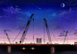  crane highres inzanaki moon no_humans original scenery shooting_star sky star_(sky) 