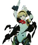  aegis_(persona) android blonde_hair blue_eyes bow jacket persona persona_3 ribbon robot_joints short_hair soejima_shigenori solo torn_clothes 