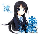  akiyama_mio black_hair flower hazuki_(sutasuta) hime_cut k-on! long_hair simple_background smile solo 