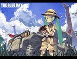  africa aqua_eyes aqua_hair binoculars bird car cloud day giraffe ground_vehicle hatsune_miku jeep jong_tu letterboxed long_hair motor_vehicle plant safari shorts sky solo tree twintails vocaloid 