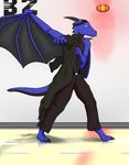  antrho black blue commission dragon koosh-ball male purple_scales safe scalie science skaros solo steggy topless walking wings 