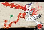  &#332;kami ?kami amaterasu anthro anthrofied canine deity issun lilchu mammal poncle sword tail video_games weapon wolf 