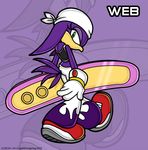  avian beak bird black_clothing clothing extreme_gear female gen8hedgehog gloves mistranslation multicolored_clothing pants purple purple_background purple_body purple_theme sega solo sonic_(series) sonic_riders swallow_(bird) wave_the_swallow white_clothing zoom_layer 