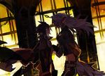  black_hair cape disgaea fenrich_(disgaea) gloves long_hair makai_senki_disgaea_4 male_focus multiple_boys pointy_ears red_eyes starshadowmagician tail valvatorez_(disgaea) white_hair wolf_tail 