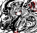  bad_id bad_pixiv_id f7(eiki) flandre_scarlet monochrome red_eyes solo spot_color touhou 
