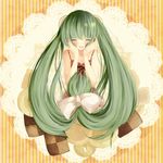  bad_id bad_pixiv_id blush bow cookie food green_hair hatsune_miku long_hair mikuri_yoru smile solo twintails very_long_hair vocaloid 