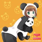  amami_haruka animal_costume animal_ears ariga_nao idolmaster idolmaster_(classic) mouth_hold panda panda_costume smile solo 