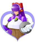  bad_id bad_pixiv_id breasts hair_over_eyes heart highres kakipii large_breasts layer outstretched_hand purple_hair rockman rockman_x smile solo underboob 