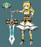  armor blonde_hair blue_eyes gauntlets highres long_hair md5_mismatch original solo sword weapon zaxwu 