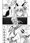  1girl :3 animal_ears bad_id bad_pixiv_id cat_ears comic greyscale hidefu_kitayan kaenbyou_rin monochrome morichika_rinnosuke nyan open_mouth running smirk touhou translated troll_face twintails 