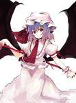  asagi_(kabocha_oukoku) bad_id bad_pixiv_id bat_wings blue_hair dress hat highres light_smile red_eyes remilia_scarlet ribbon solo spear_the_gungnir touhou wings wrist_cuffs 