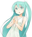  aqua_eyes aqua_hair blush hands_together hatsune_miku headset kakaon long_hair looking_at_viewer open_mouth project_diva_(series) project_diva_2nd side_ponytail simple_background solo twintails very_long_hair vocaloid 