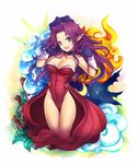  angela_(seiken_densetsu_3) breasts choker elf fang gloves highleg highleg_leotard kara_(color) leotard long_hair open_mouth pointy_ears purple_hair red_leotard seiken_densetsu seiken_densetsu_3 solo 